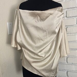 SHEIN Cream Satin Off-Shoulder Blouse